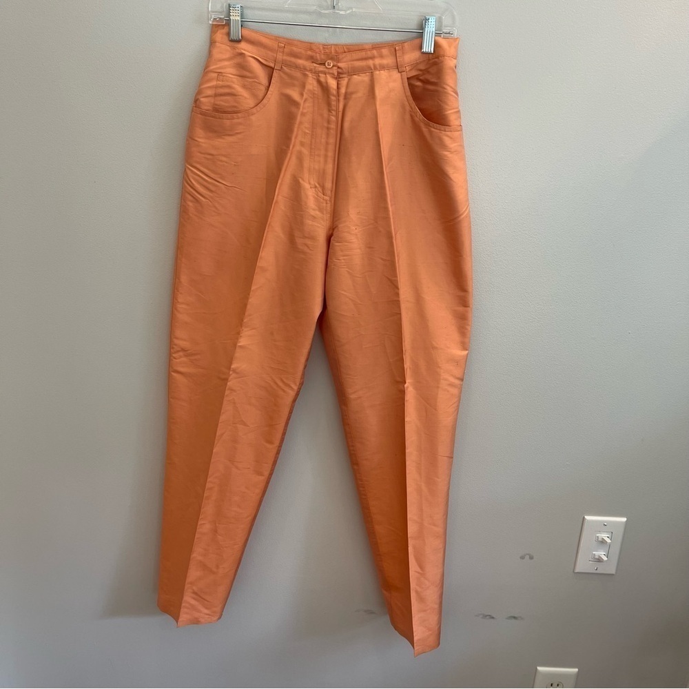 Doncaster Pants Womens 8 Silk High Rise Straight Coral Orange Zipper